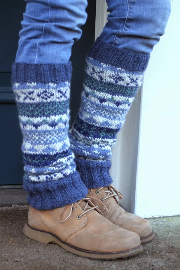 Fair Isle Red Leg Warmers • Knitted Chunky Boot Cuffs • Boho Style Leg –  Cosy Strider