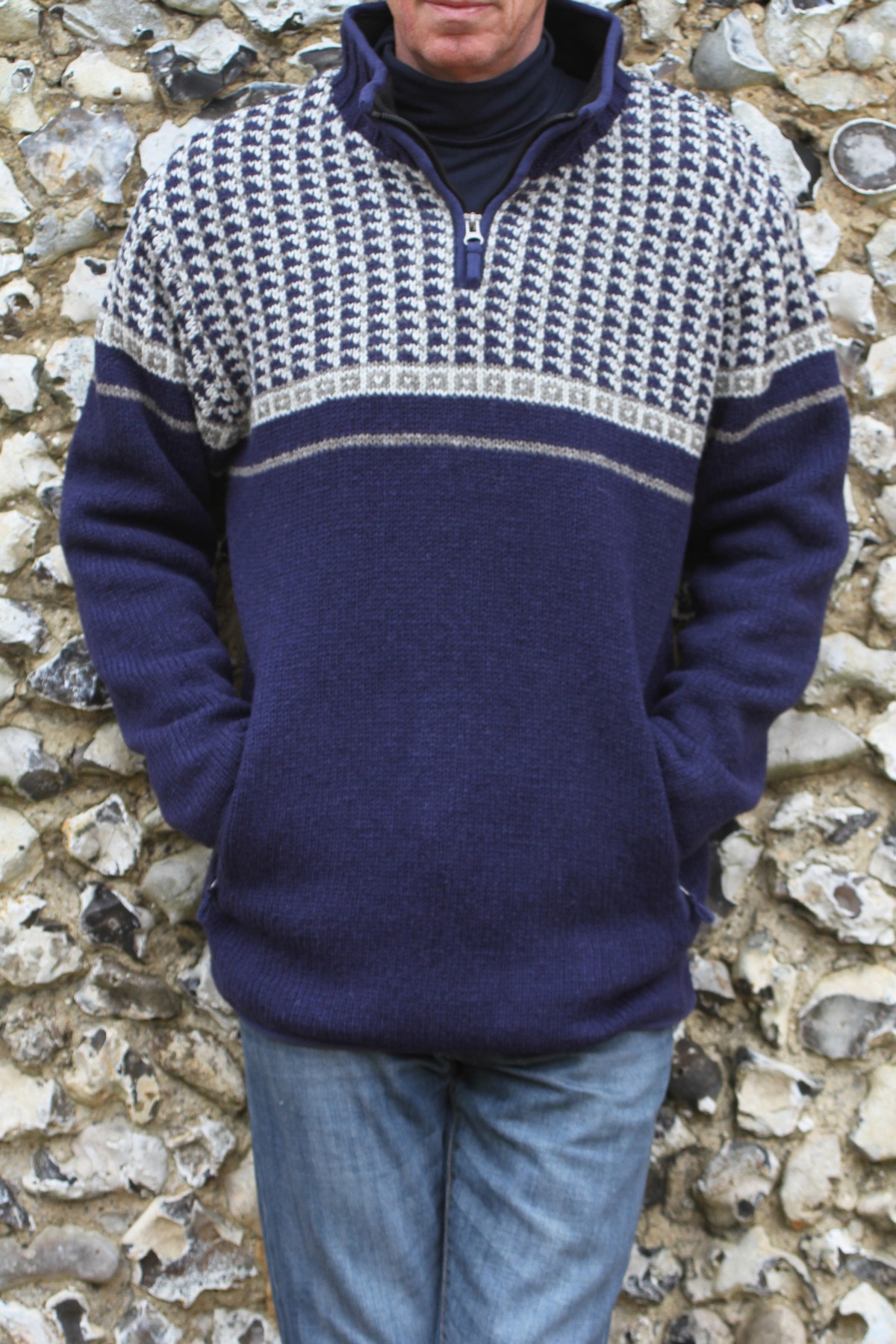 Mens Skipton Half Zip Navy Pachamama 