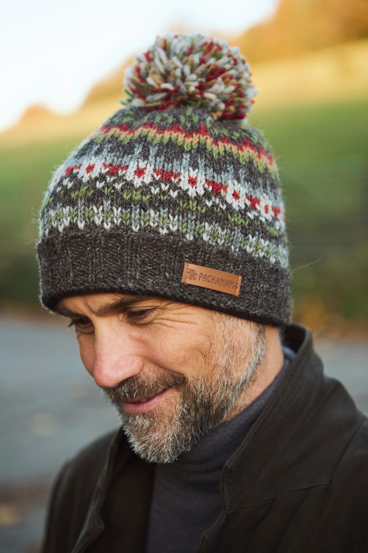 Pachamama Men Wool Beanie Skull Hat Fleece Lined Handknitted