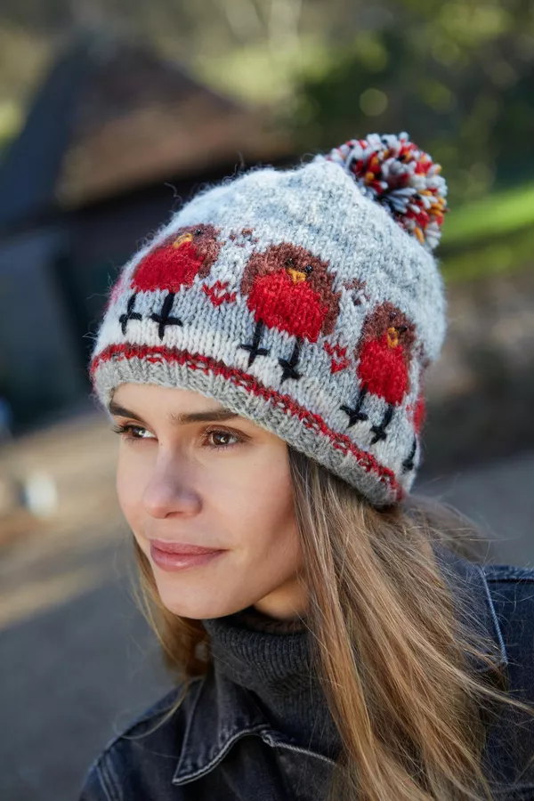 Pachamama Women's Fleece-Lined Wool Beanie - Hand Embroidered, Fair Trade, Extra Warm